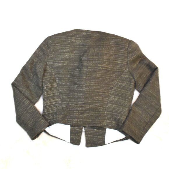 H&M Olive Green Tweed Asymmetrical Zip Blazer Jacket Women’s 6 Small Chic - Picture 2 of 7